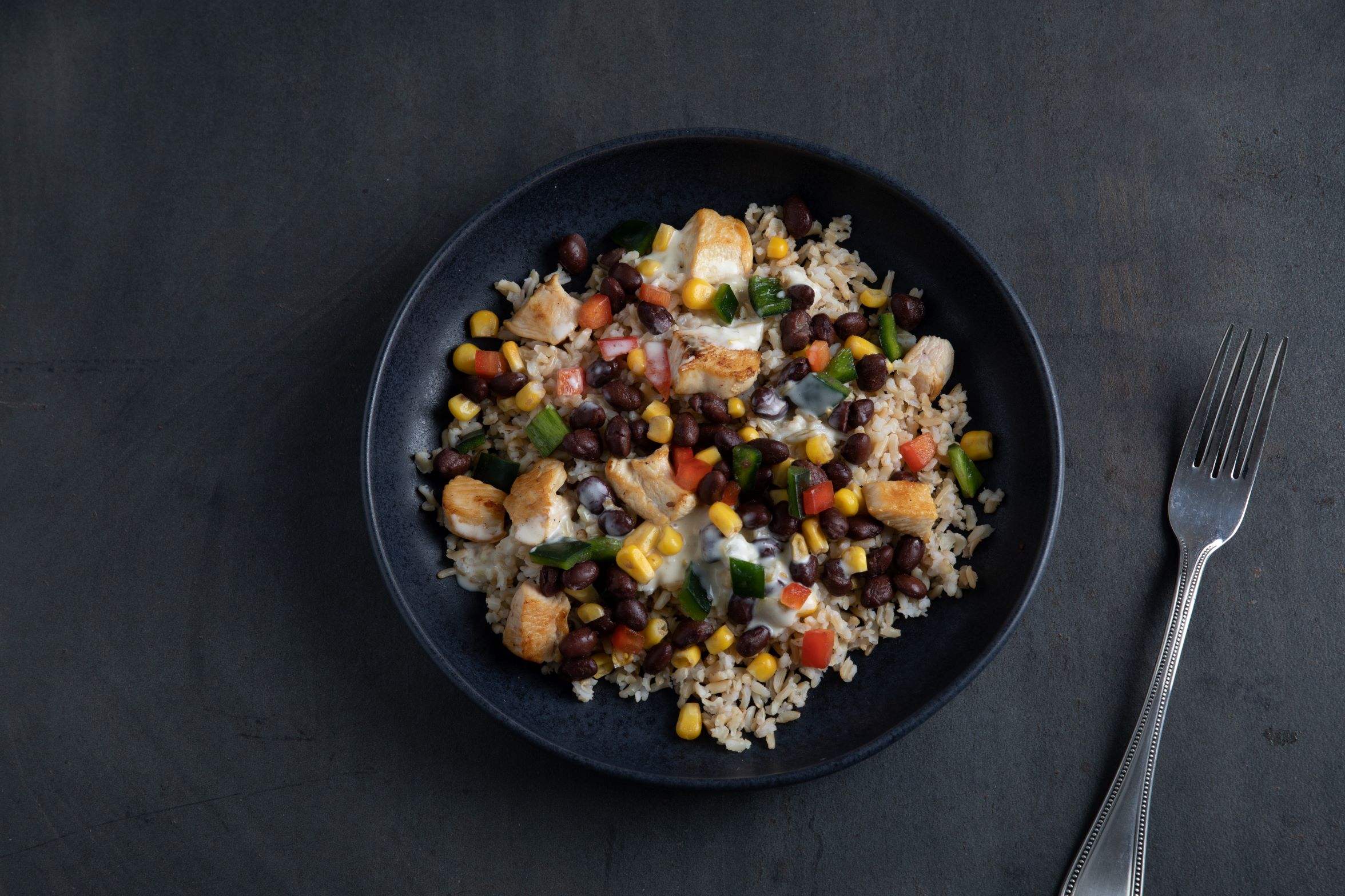 Green Chile Chicken Bowl, Rice, Vegetable Medley